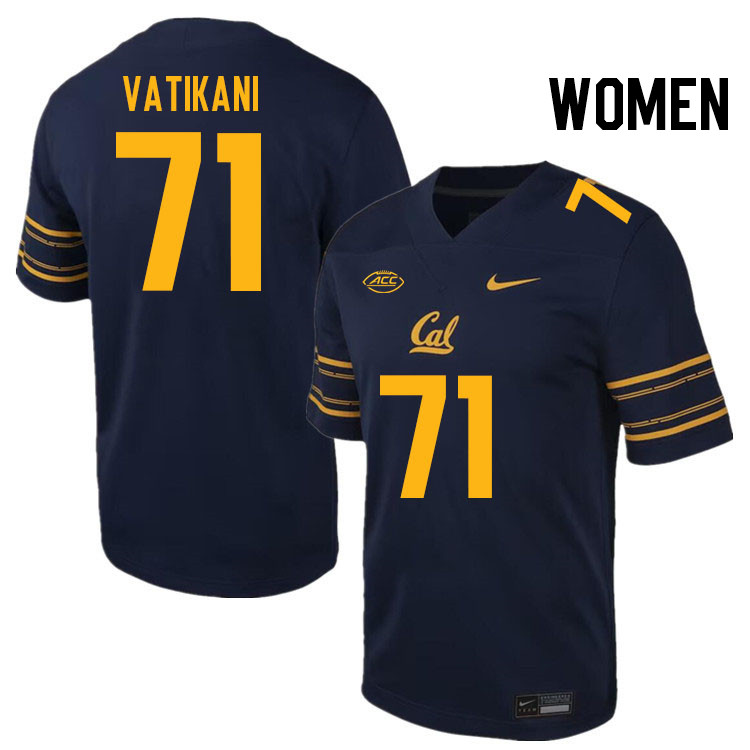 Women #71 Sioape Vatikani California Golden Bears ACC Conference College Football Jerseys Stitched S